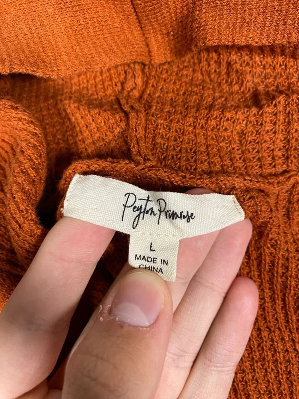 Peyton Primrose Womens Hooded Open-Front Rust Orange Cardigan L 100% Cotton